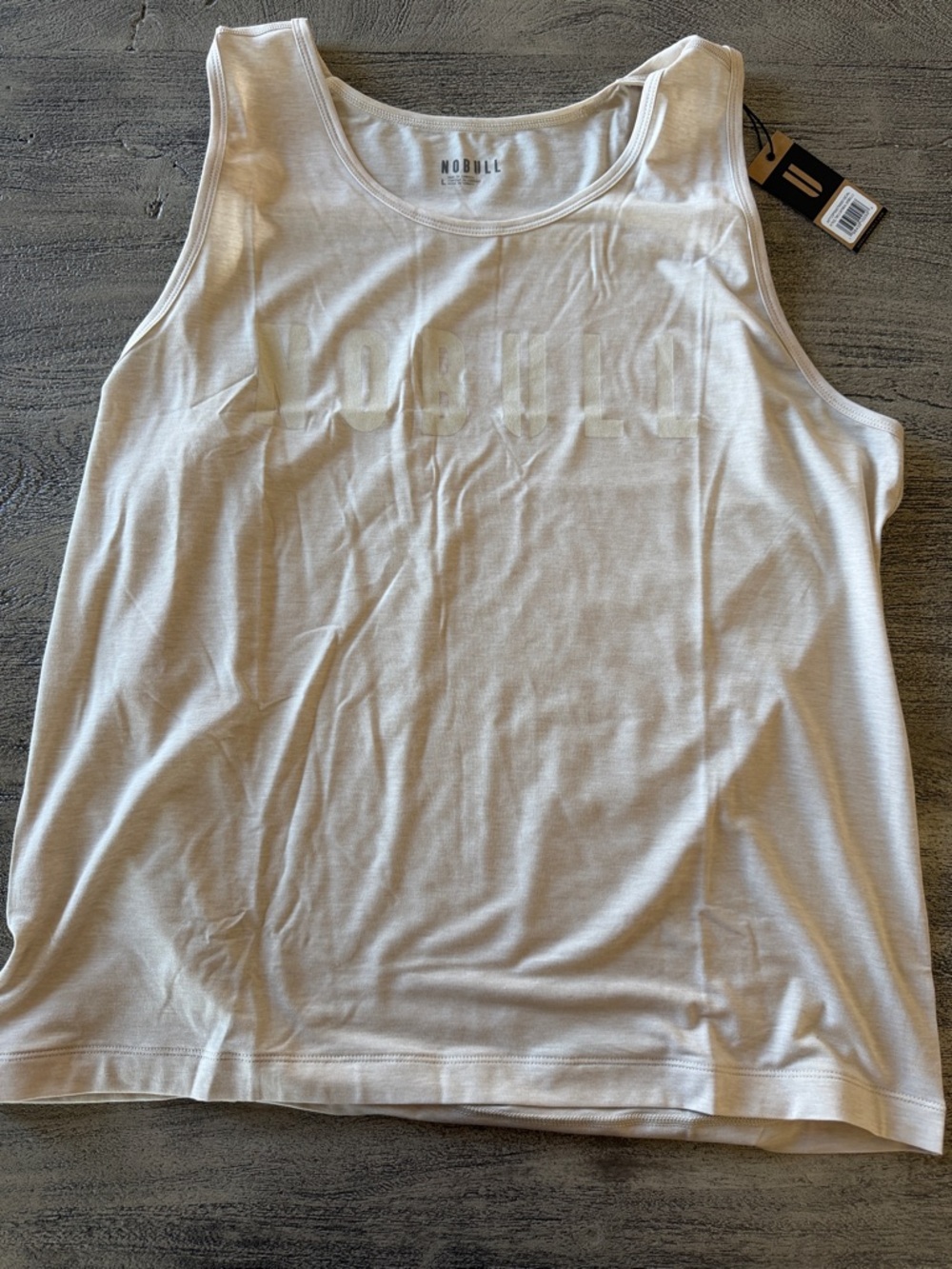NOBULL Cream Athletic Tank with white Logo NWT